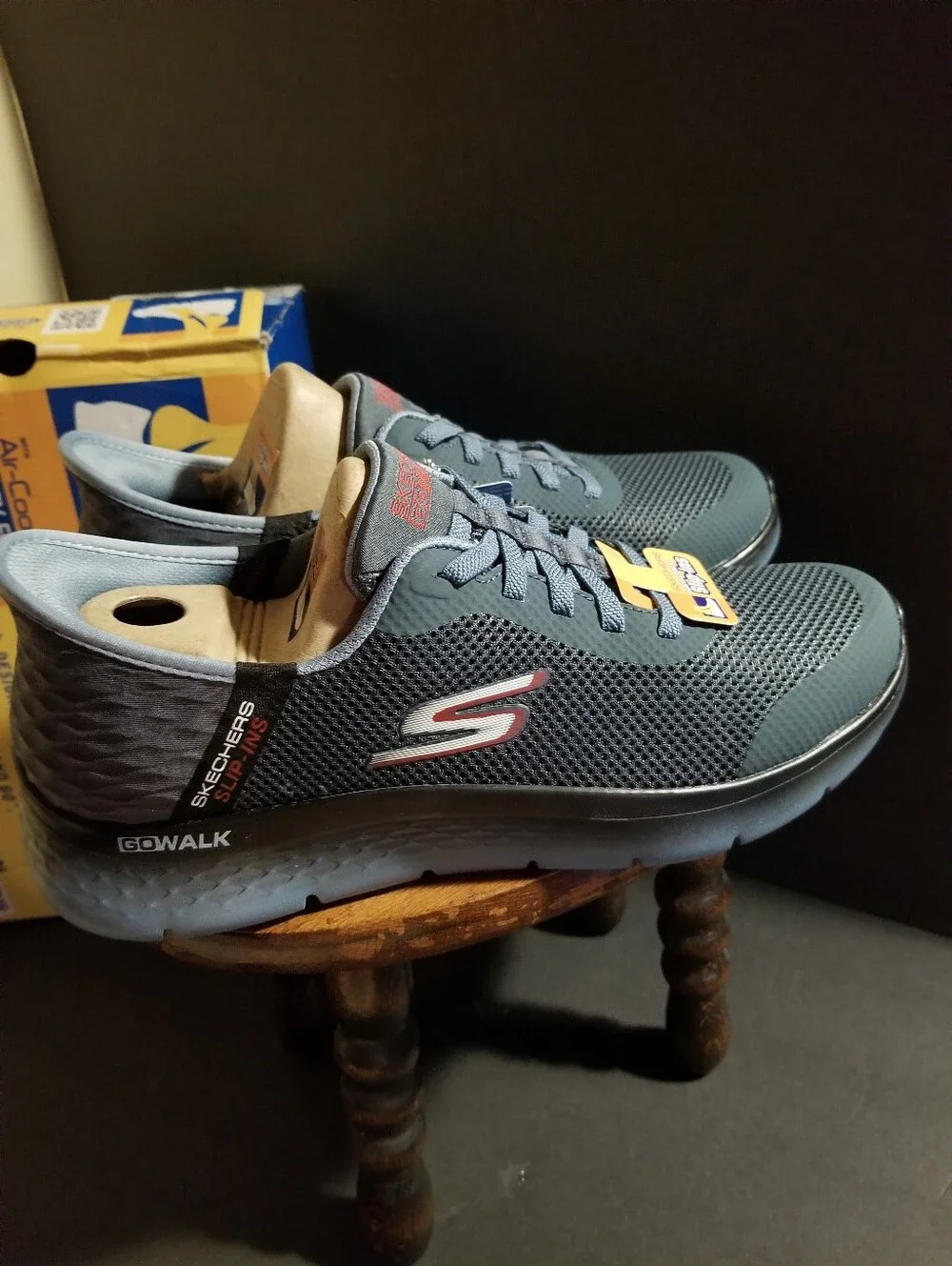 Skechers Go Walk Flex Slip Ins Men's 8 Slate Gray/Blue/Red New In Original Box